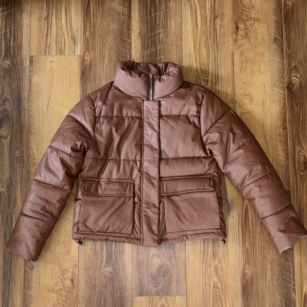 2/$22🌼 Madden Girl Faux Leather Puffer Jacket in Cognac size XS